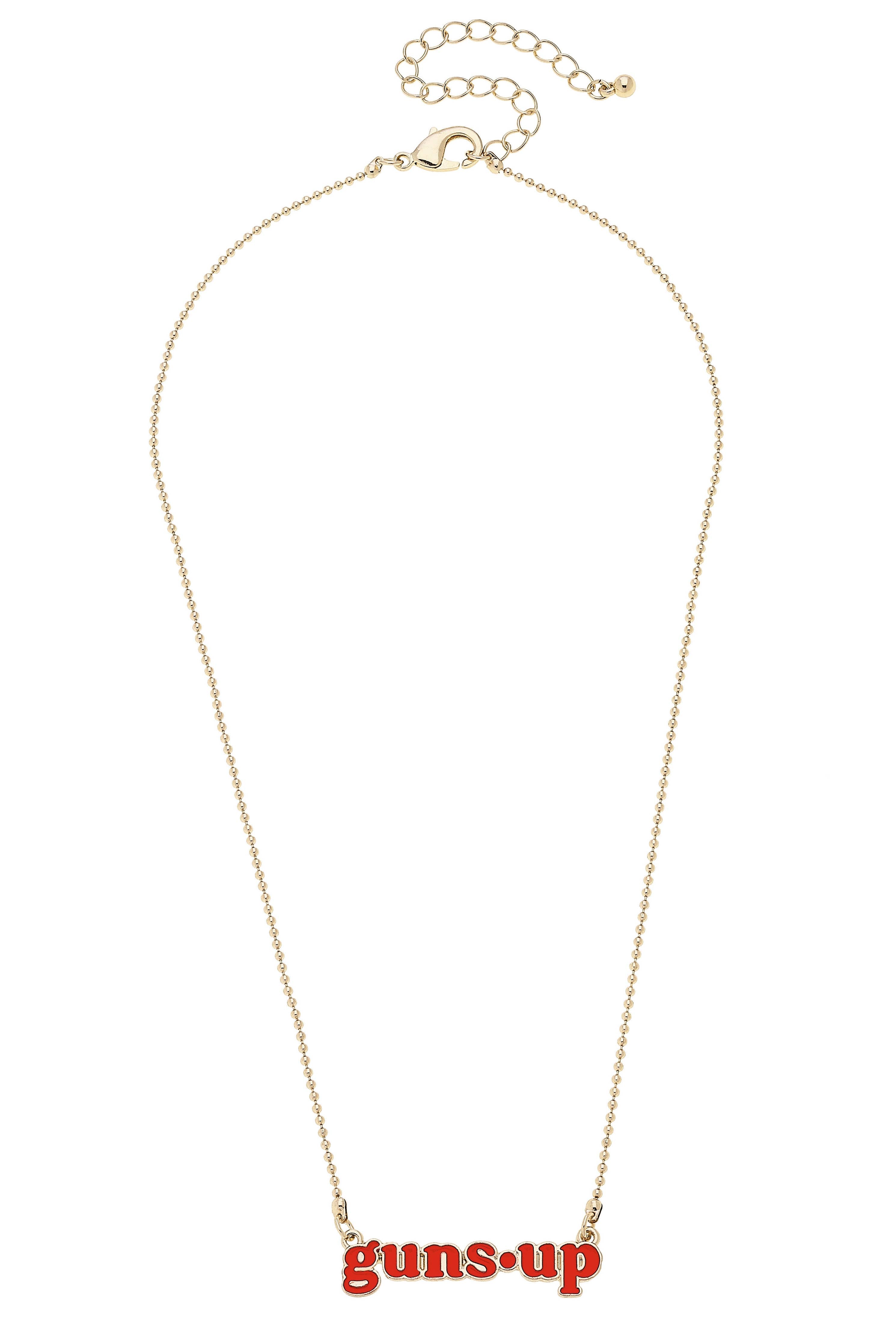 Texas Tech Red Raiders Slogan Necklace in Red/Shiny Gold