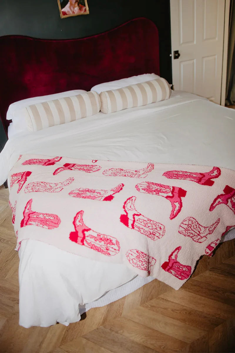 Light Pink Western Boots Oversized Throw Blanket
