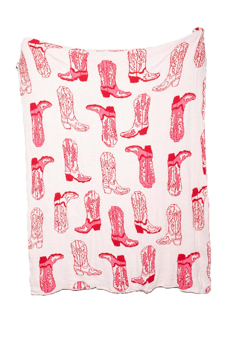 Light Pink Western Boots Oversized Throw Blanket