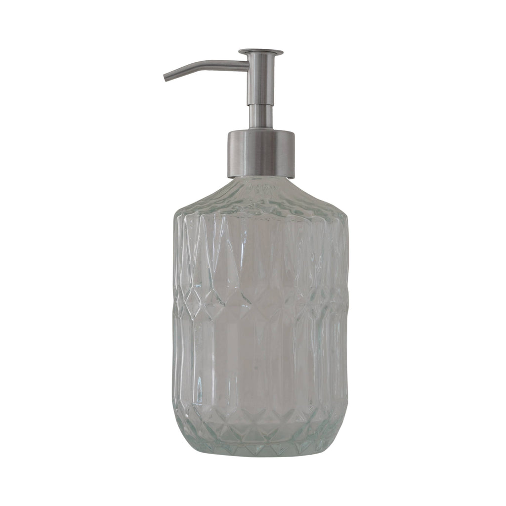 Slim Pump Crystalline Pattern Glass Liquid Soap Dispenser