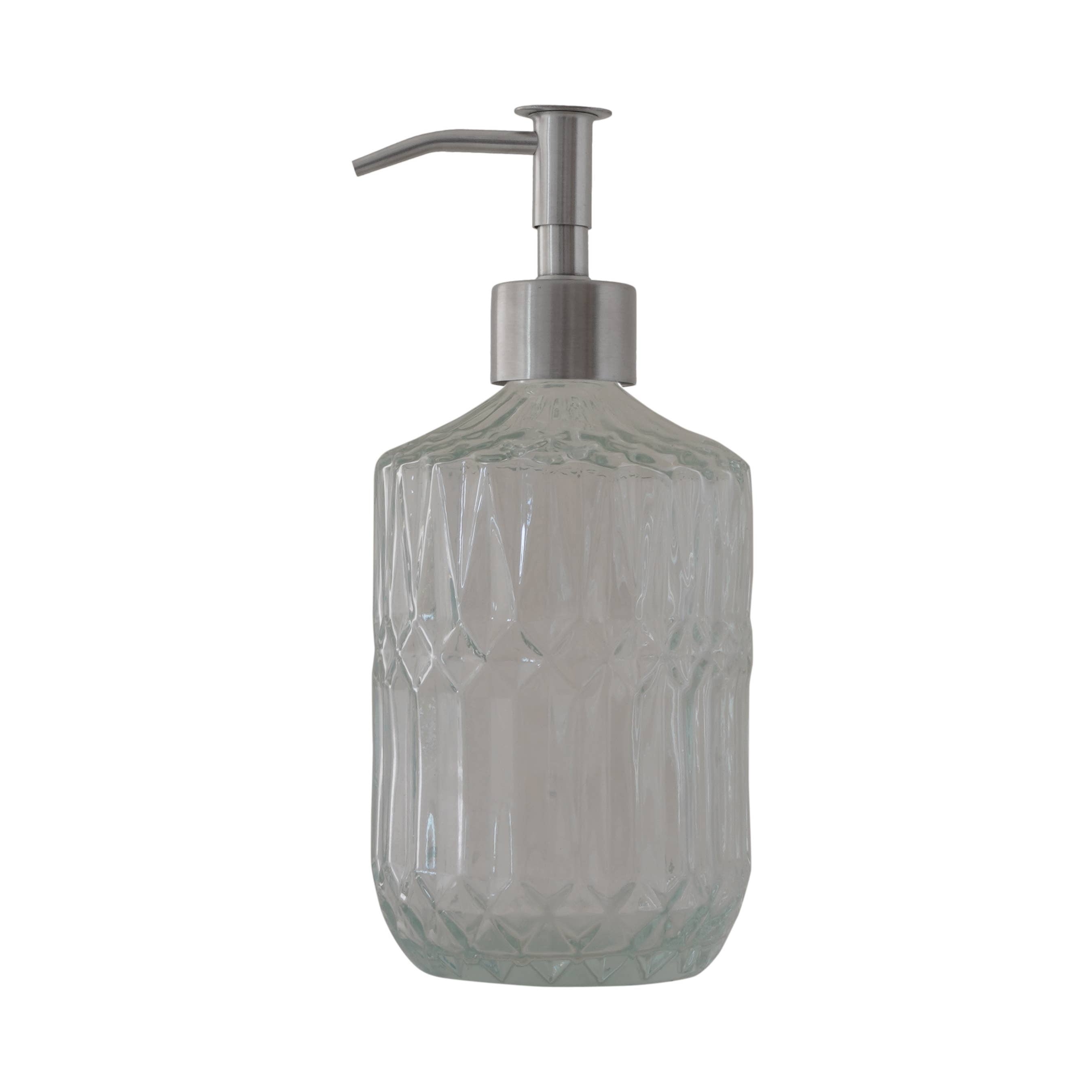 Slim Pump Crystalline Pattern Glass Liquid Soap Dispenser