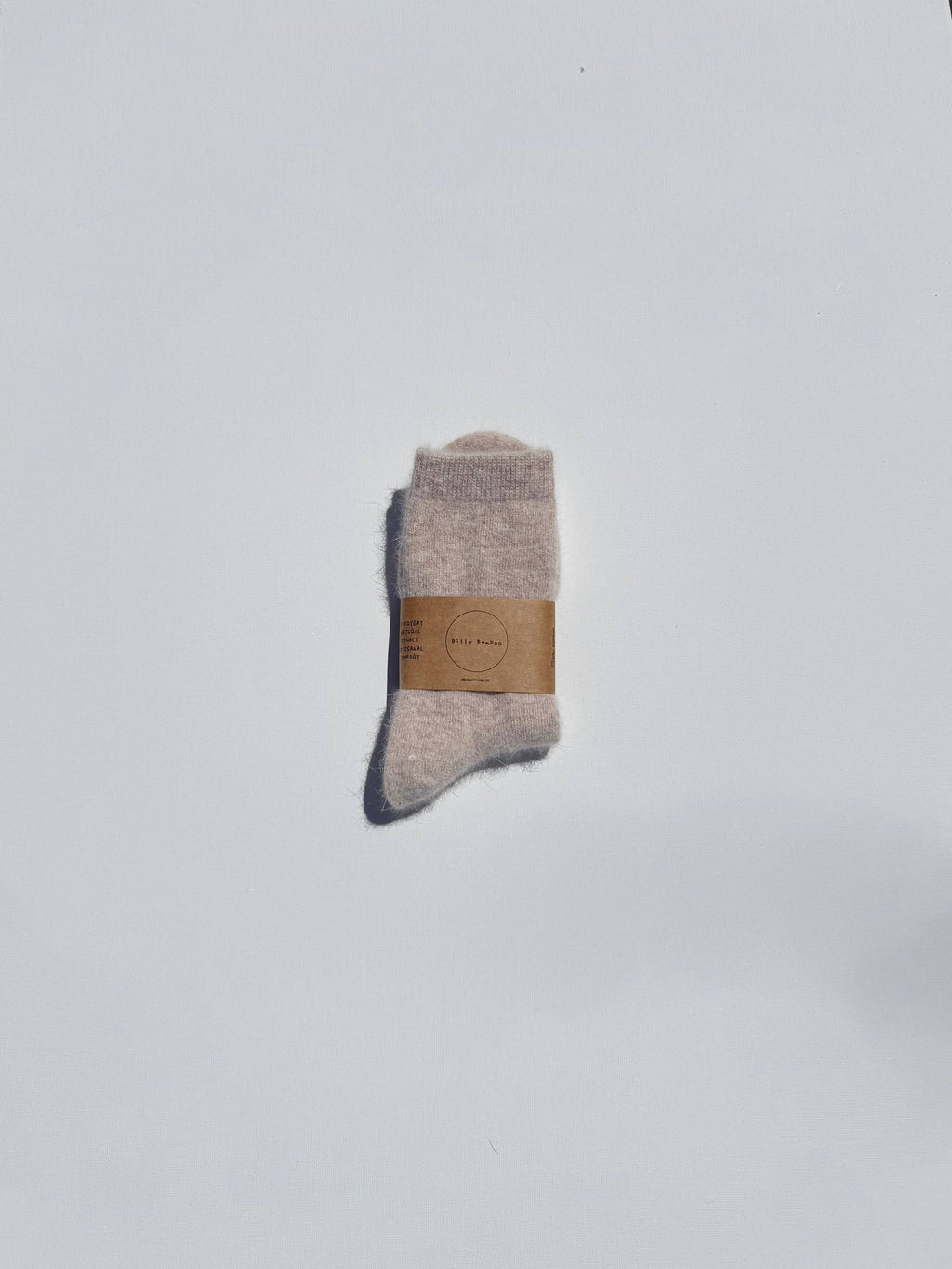 FLUFFY ANGORA SOCKS - NEUTRAL