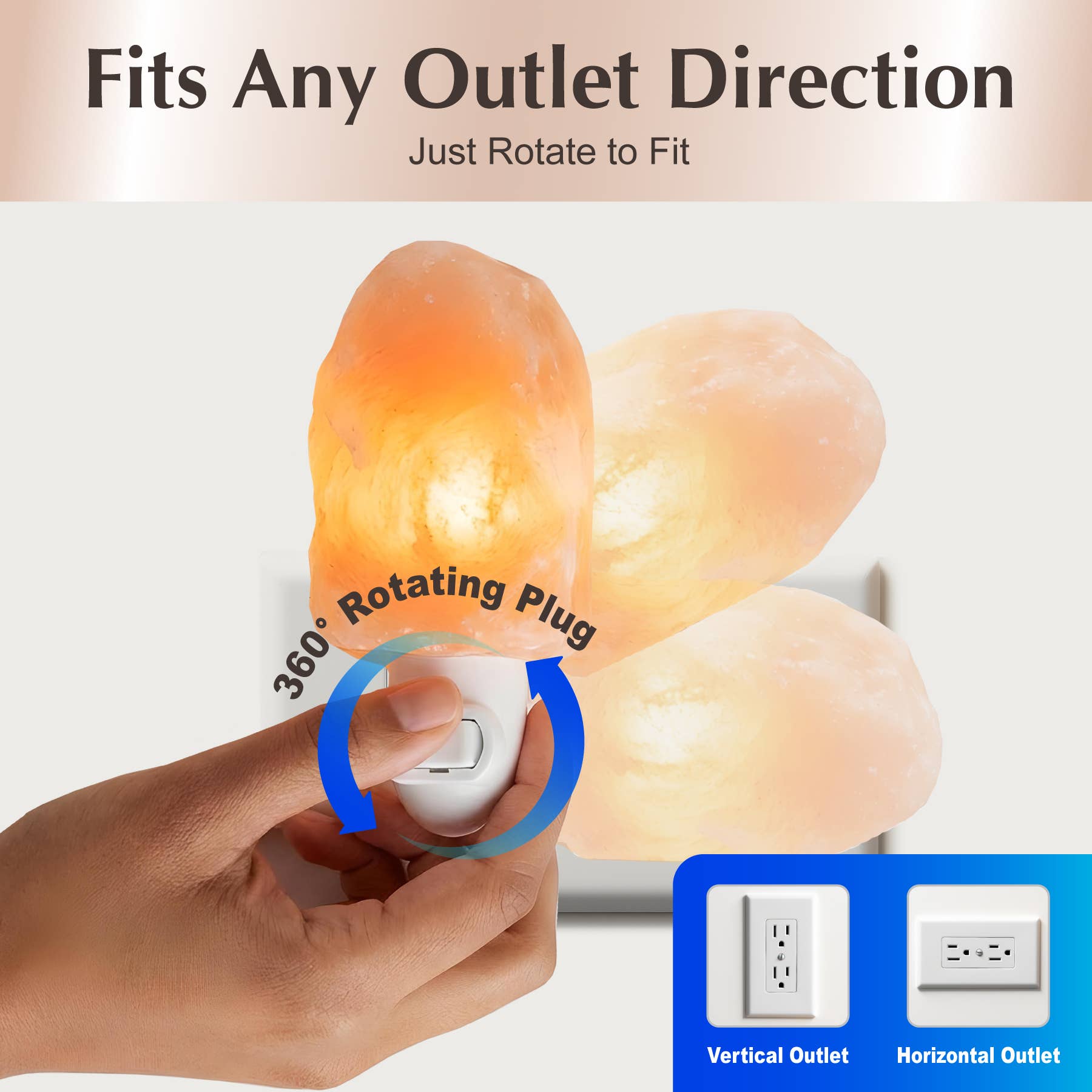 Himalayan Salt Night Light - Plug-In with Rotating Base