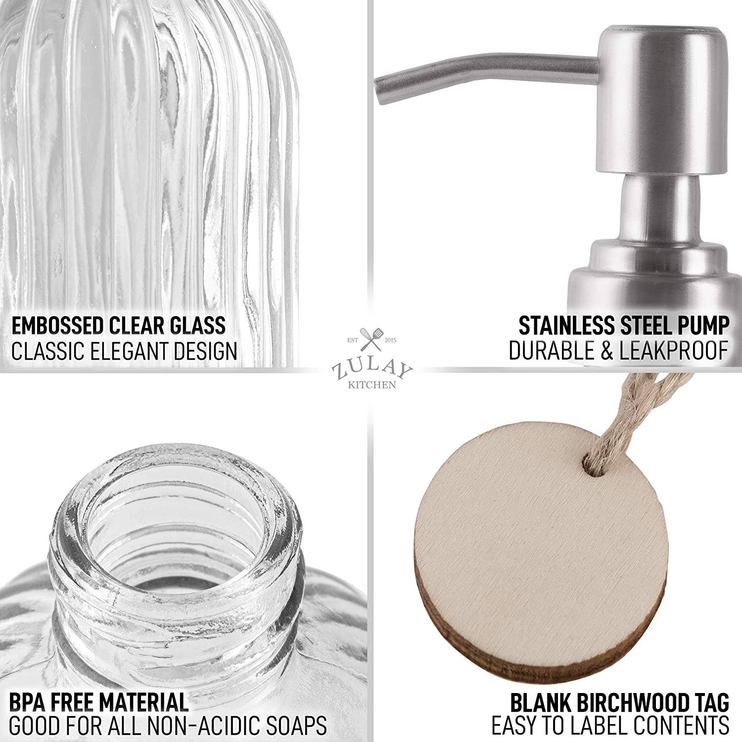 Glass Hand Soap Dispenser -16oz