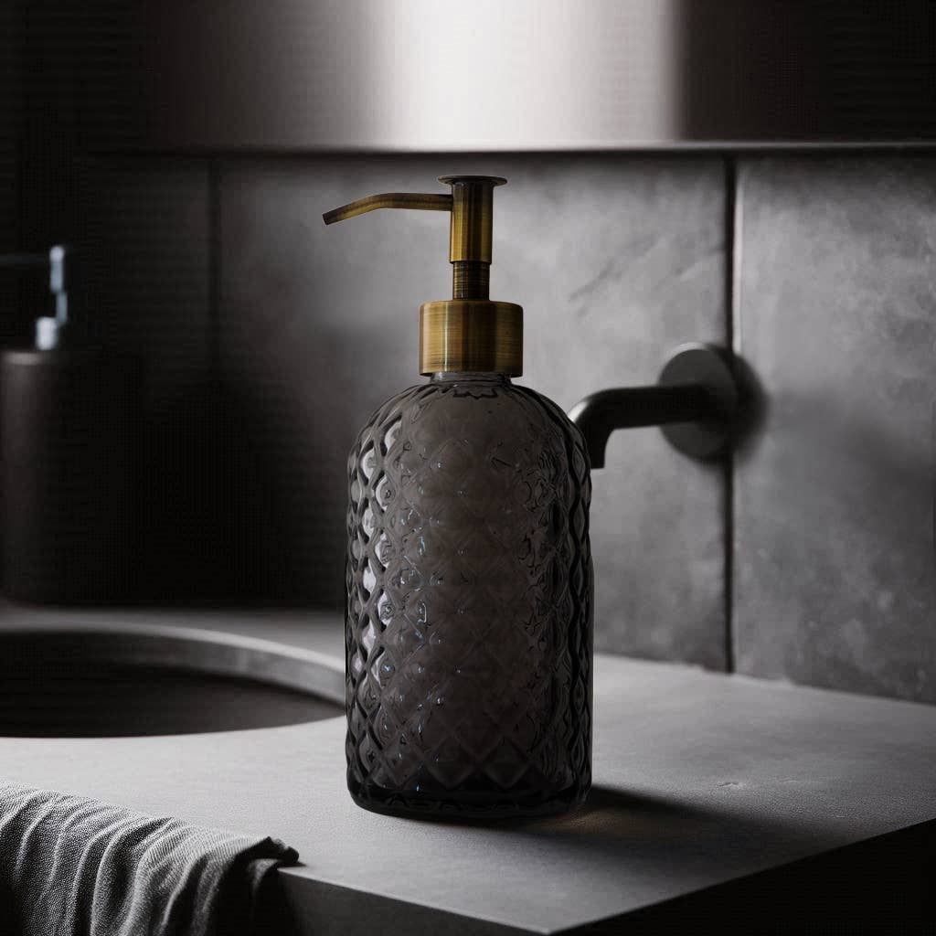 Slim Pump Diamond Lattice Glass Liquid Soap Dispenser