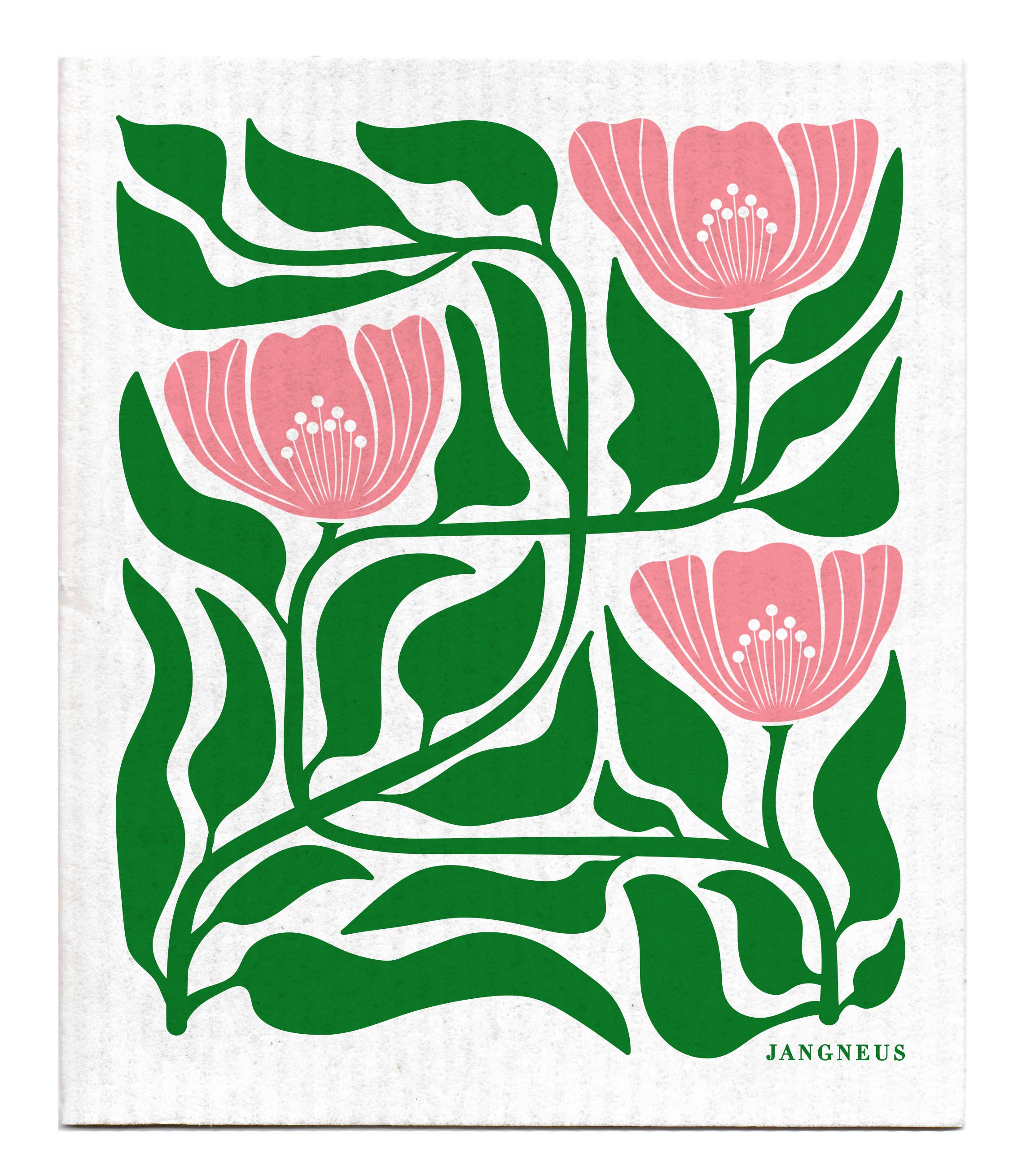 Swedish Dishcloth - Flower - Green/Pink