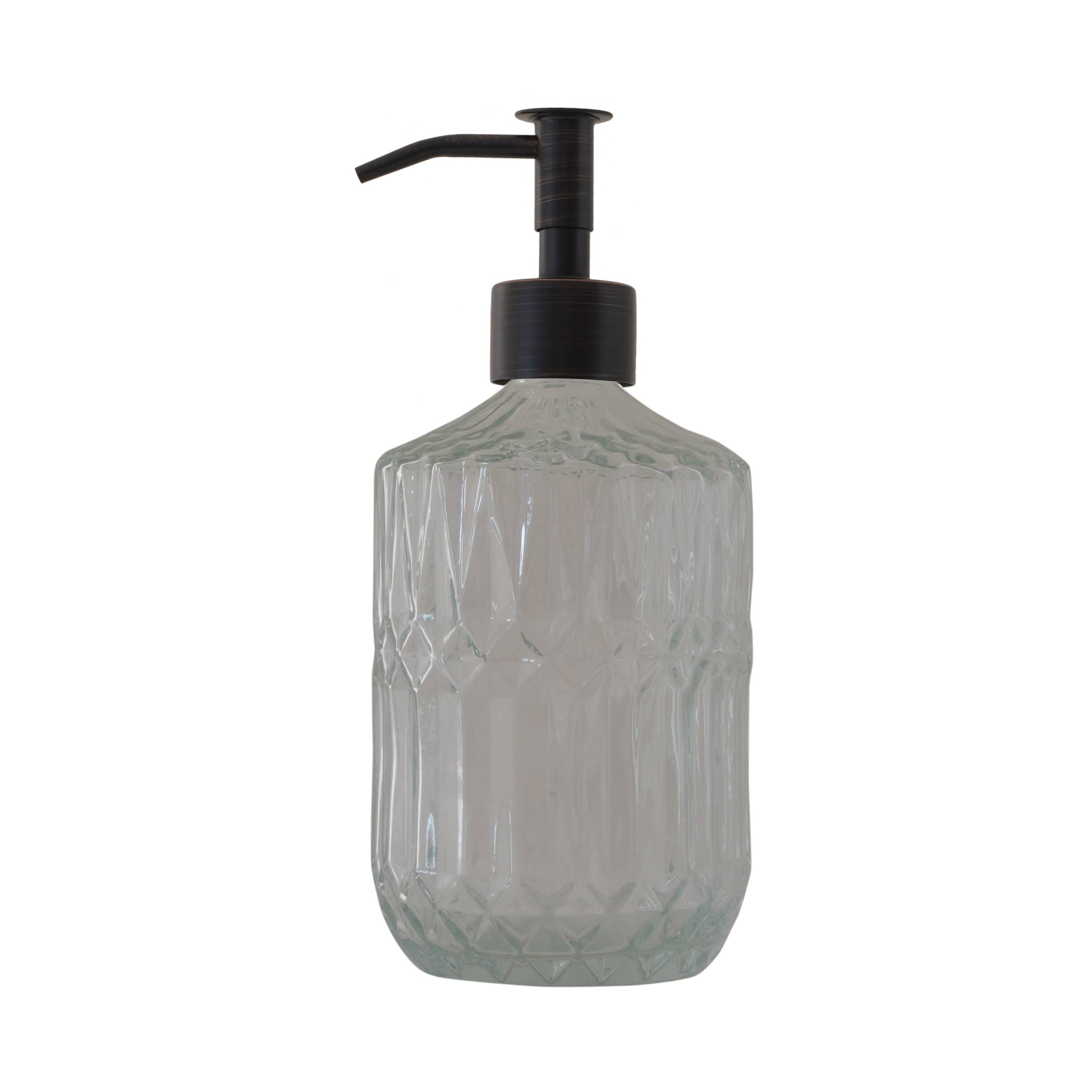 Slim Pump Crystalline Pattern Glass Liquid Soap Dispenser