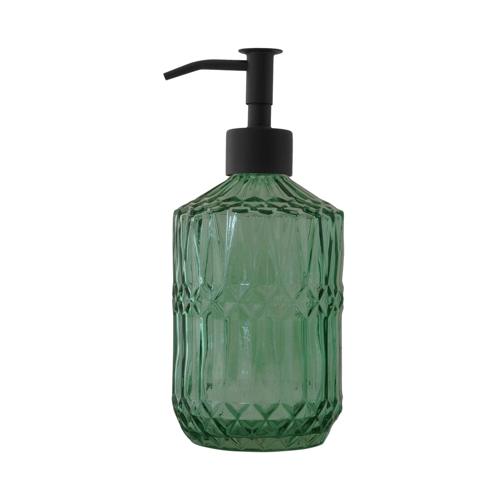 Slim Pump Crystalline Pattern Glass Liquid Soap Dispenser