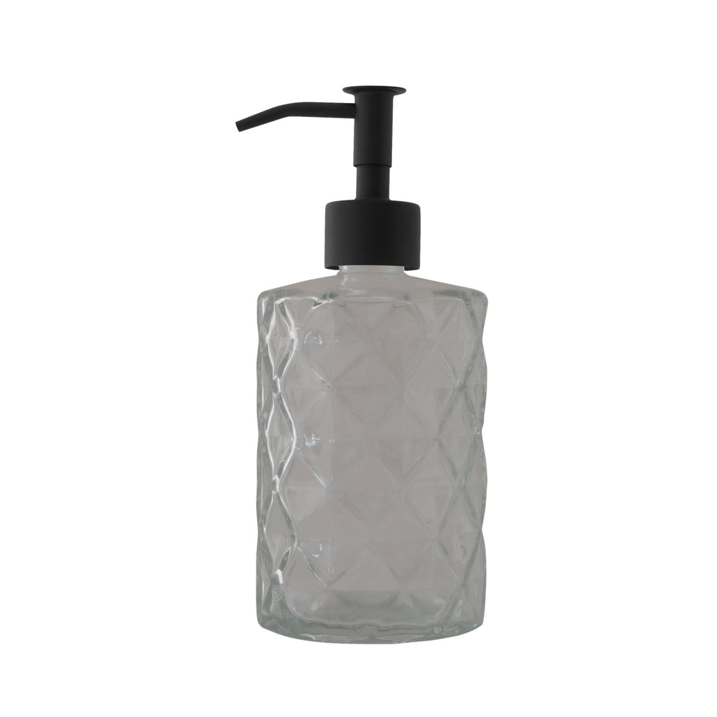 Slim Pump Diamond Pattern Glass Liquid Soap Dispenser