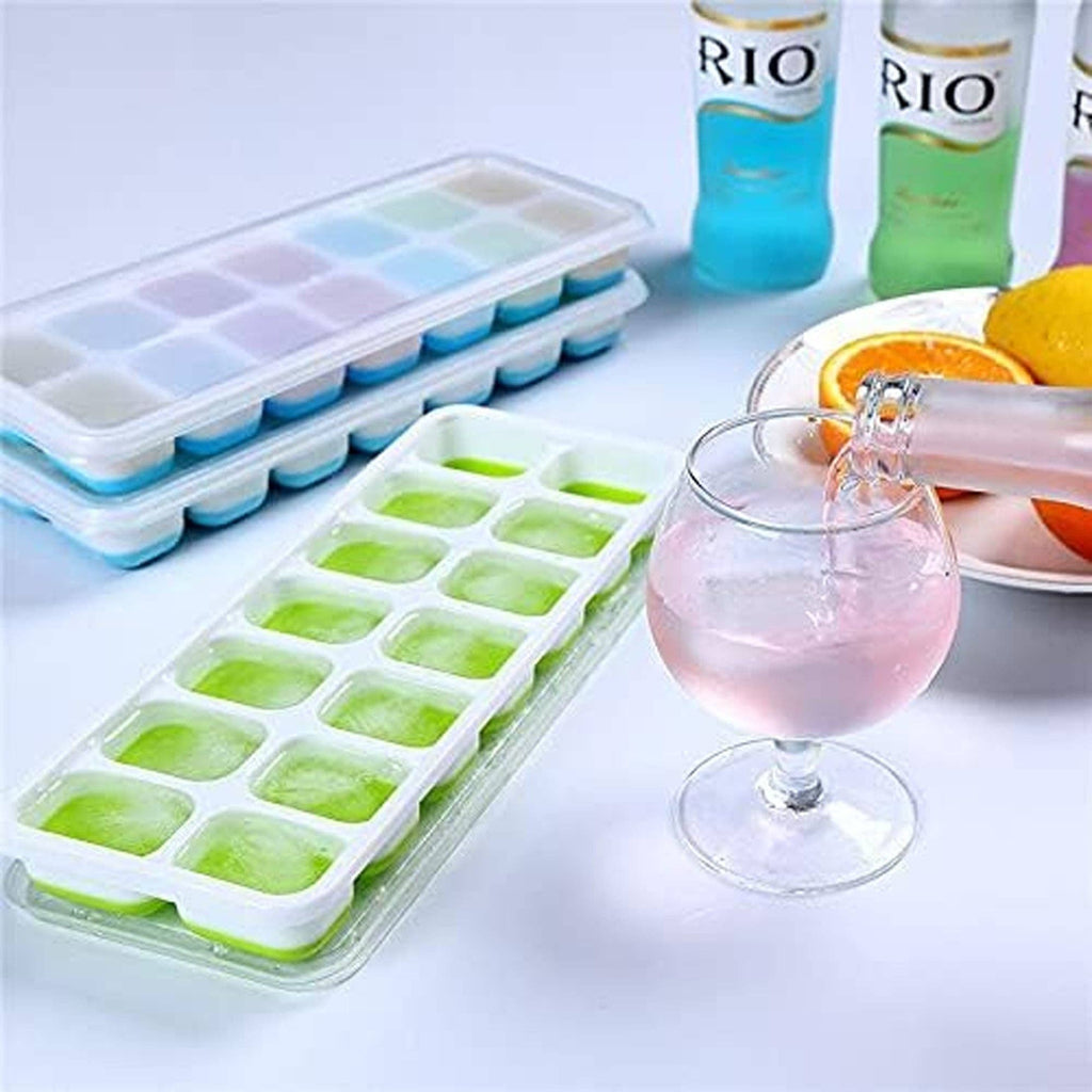 2 Pack Silicone stackable Ice Cube Trays - (White+Green)