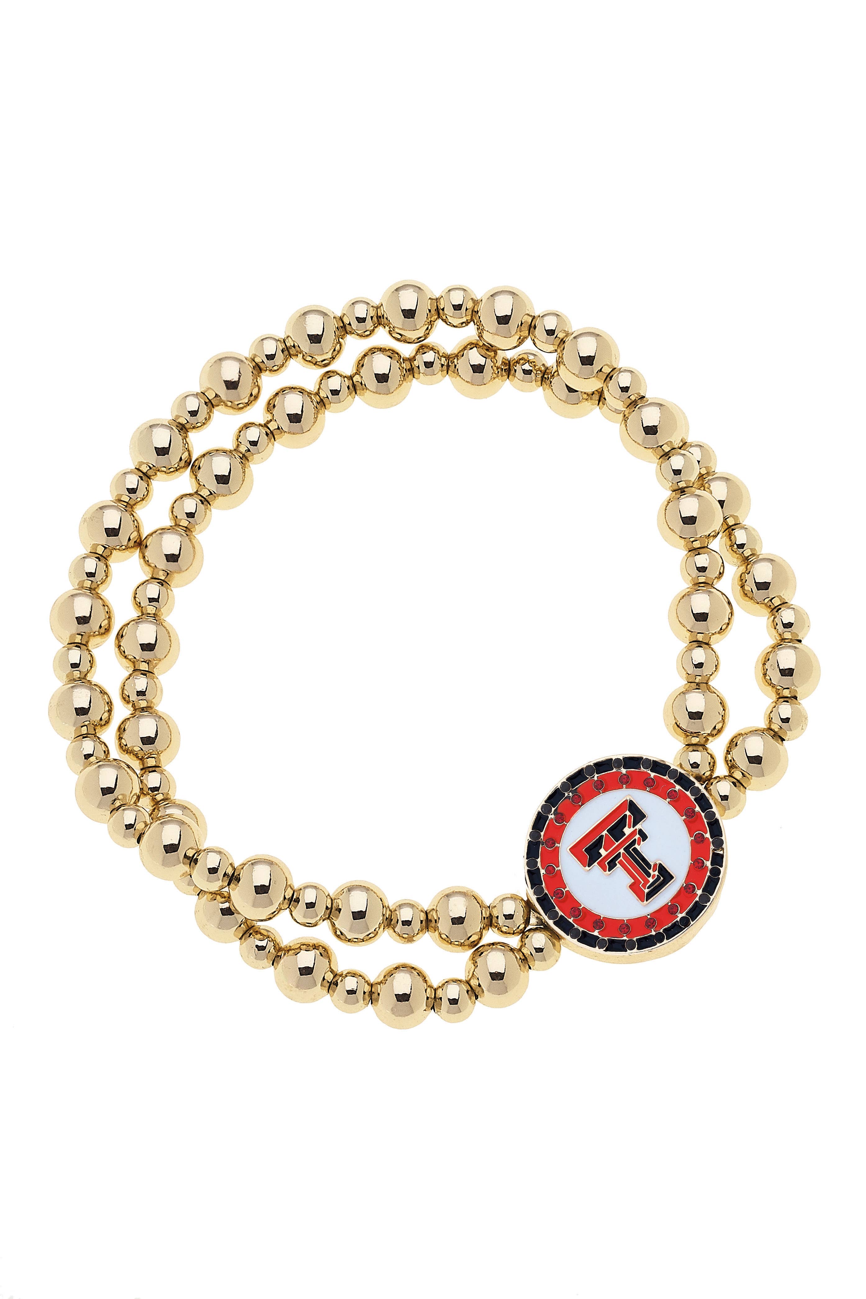 Texas Tech Red Raiders Pave Disc 2-Row Ball Bead Bracelet