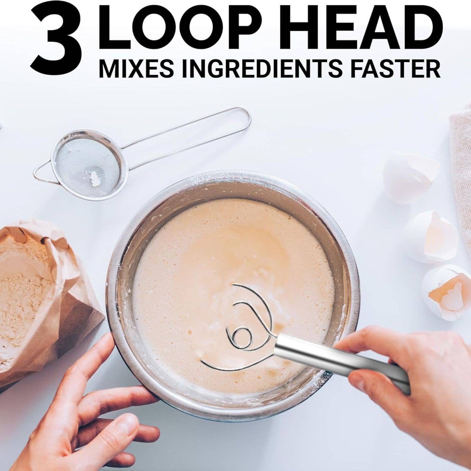 Danish Dough Whisk Stainless Steel - Single Eye Dough Hook