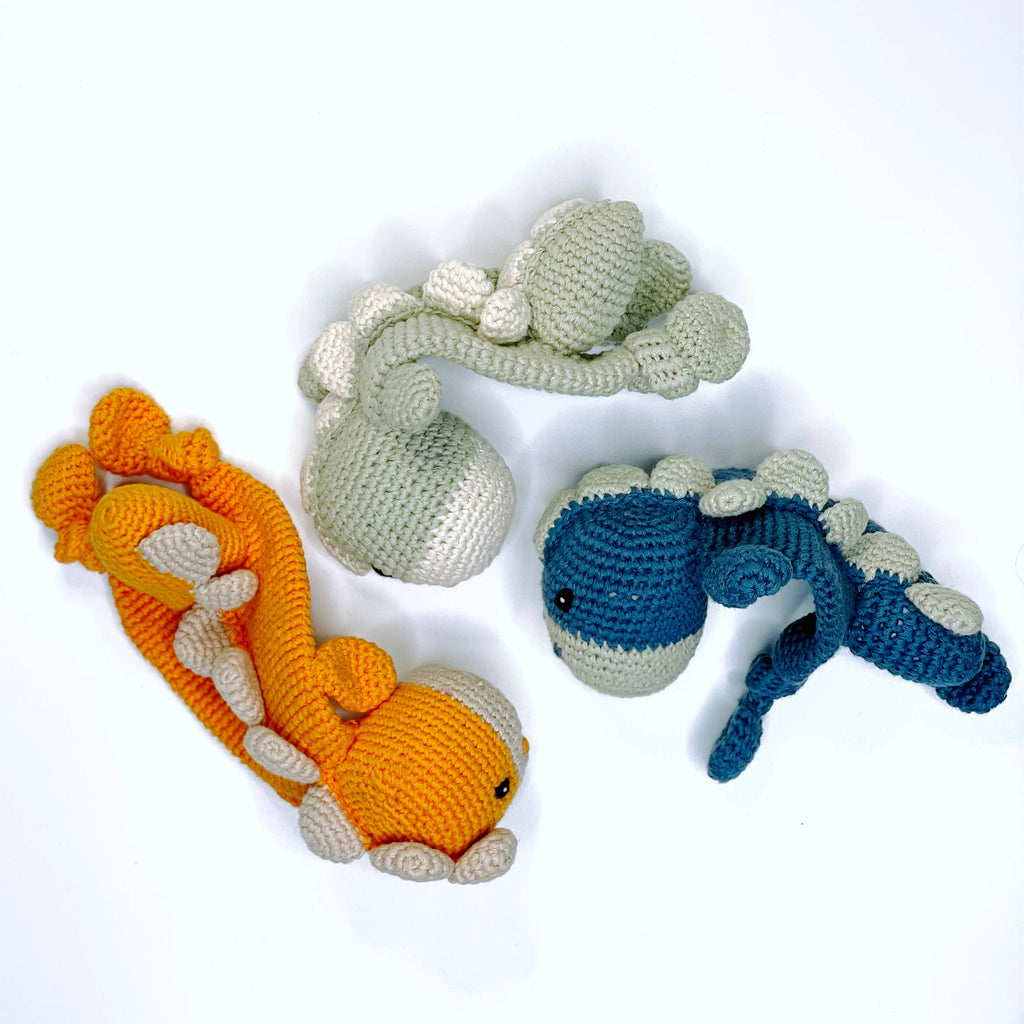 Dinosaur Lovey – Handmade Organic Cotton Flat Baby Toy