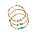 Dot Crack Bam Rainbow Ball Bead Stretch Bracelet Set of 3