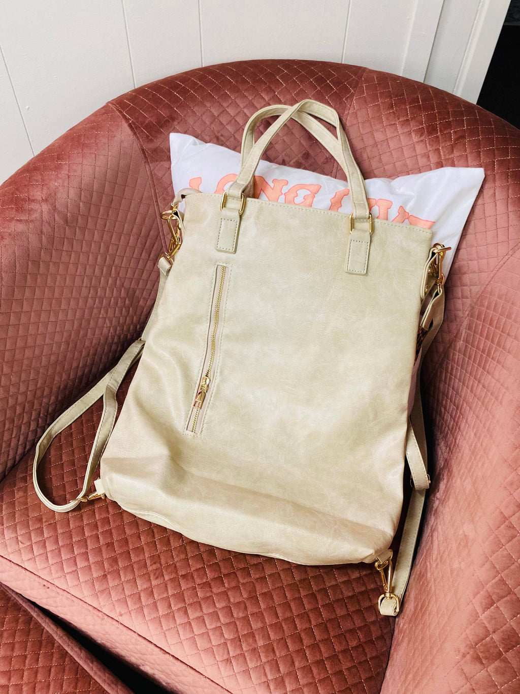 Softest Vegan Leather Backpack Convertible Crossbody Bag