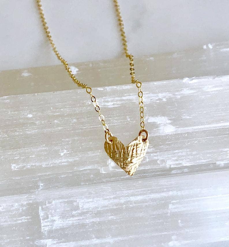 Tiny Textured Heart Necklace