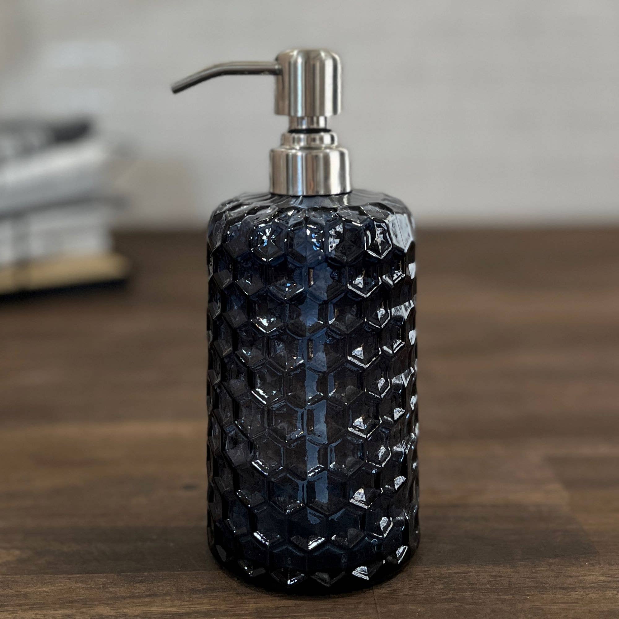 14oz Honeycomb Clear Soap Dispenser Bottle with Metal Pump