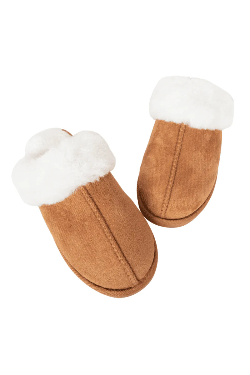 Chestnut Faux Fur Slip-On House Shoes