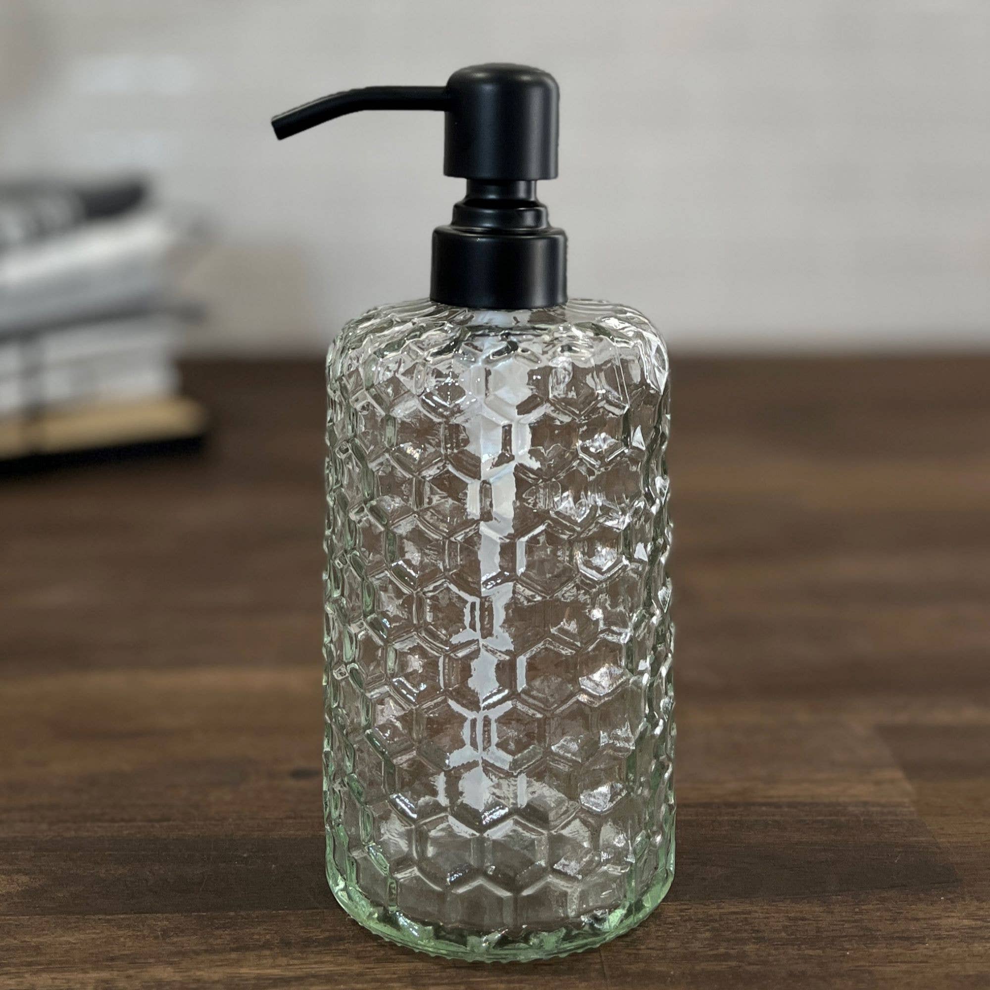 14oz Honeycomb Clear Soap Dispenser Bottle with Metal Pump
