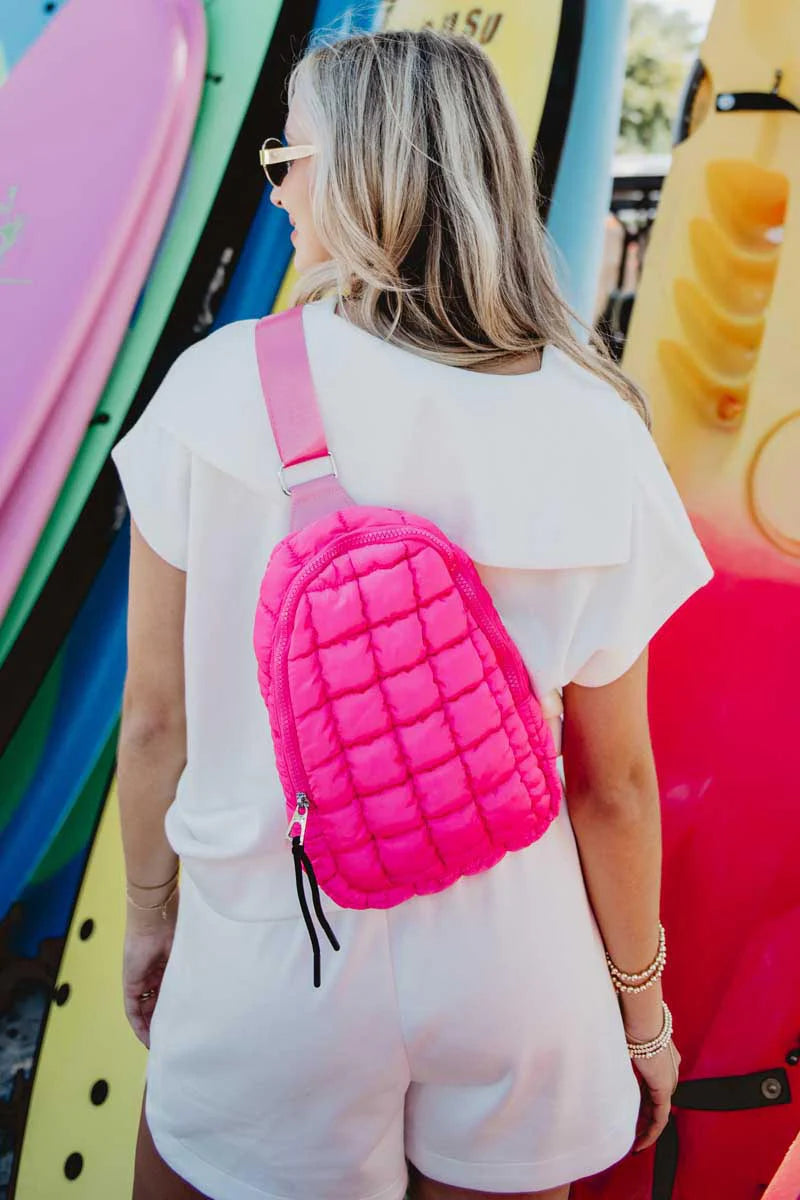 Hot Pink Quilted Sling Bag