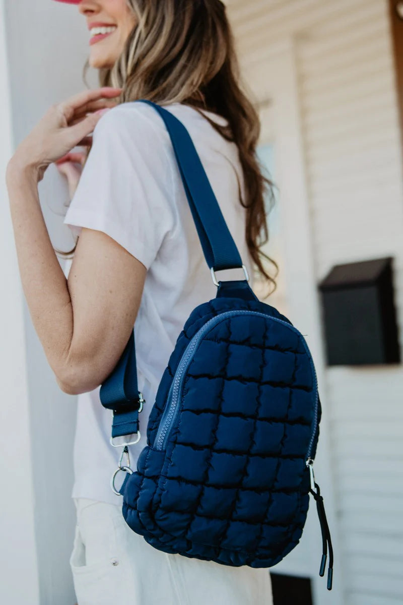 Navy Crossbody Quilted Sling Bag