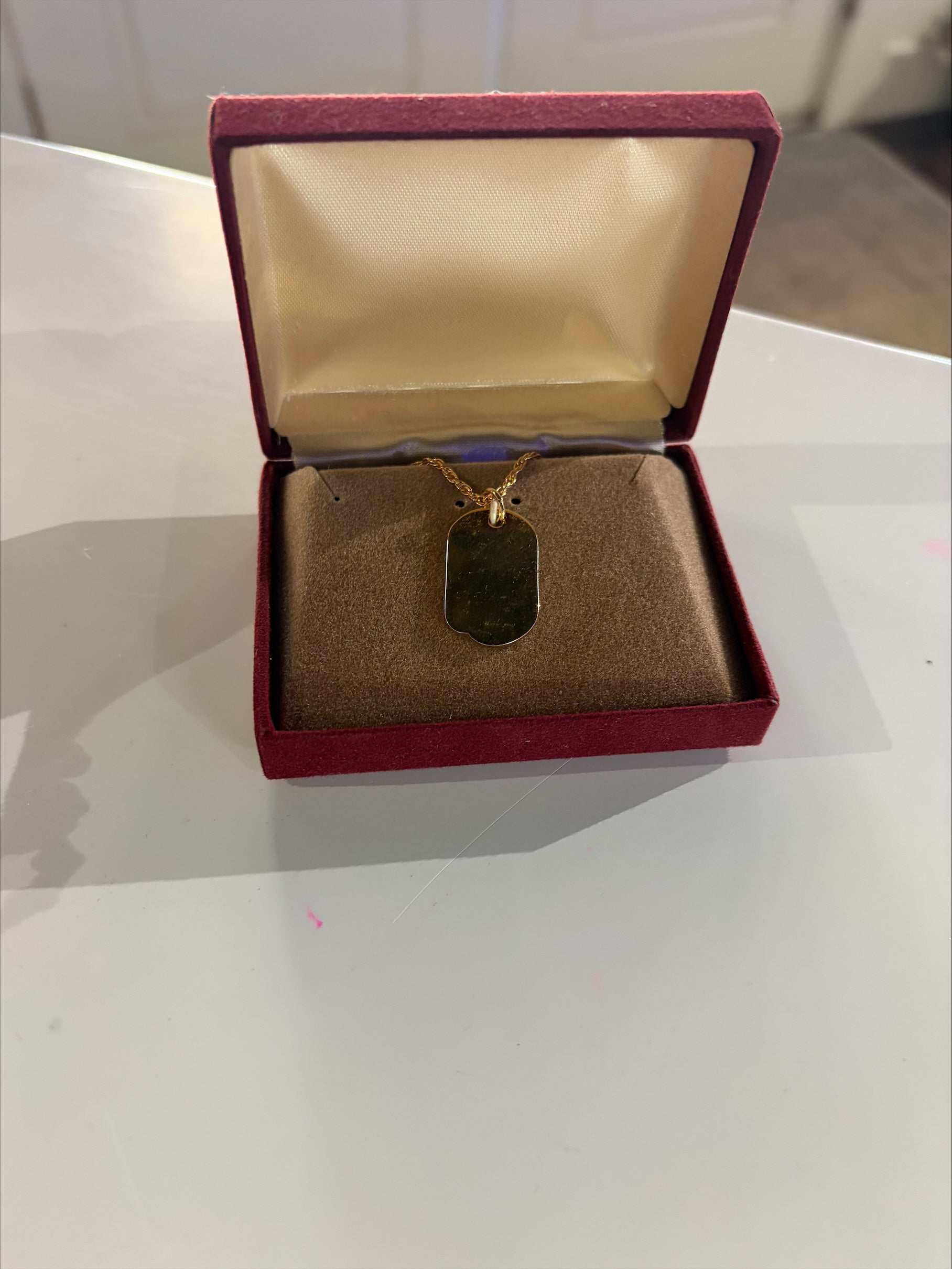 Vintage Minimalist Gold Dog Tag Pendant Necklace