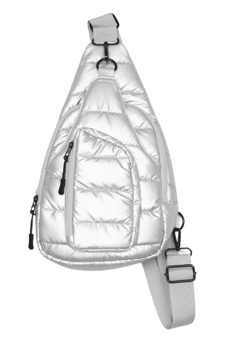 Silver Crossbody Metallic Sling Bag